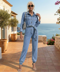 Denim Jumpsuit – Button Front & Belted Shaped Waist